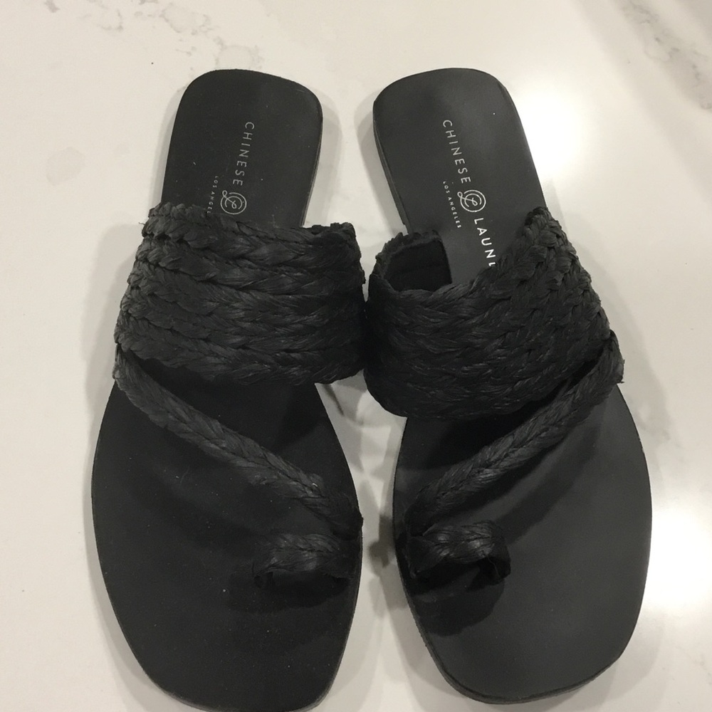 Chinese Laundry Black Braided Sandals